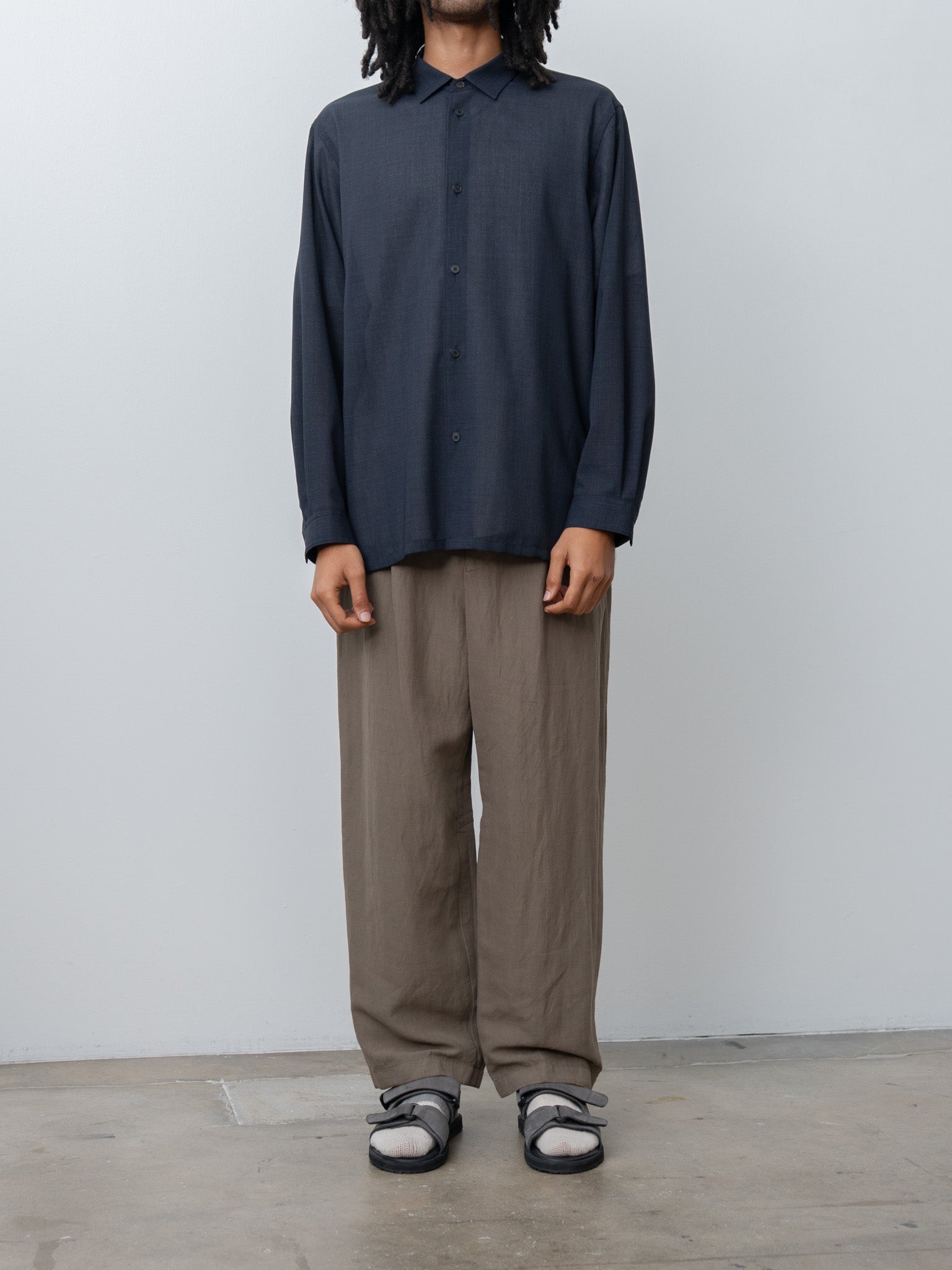 Namu Shop - Aton Cotton Linen Voile Loose Fit Pants - Beige