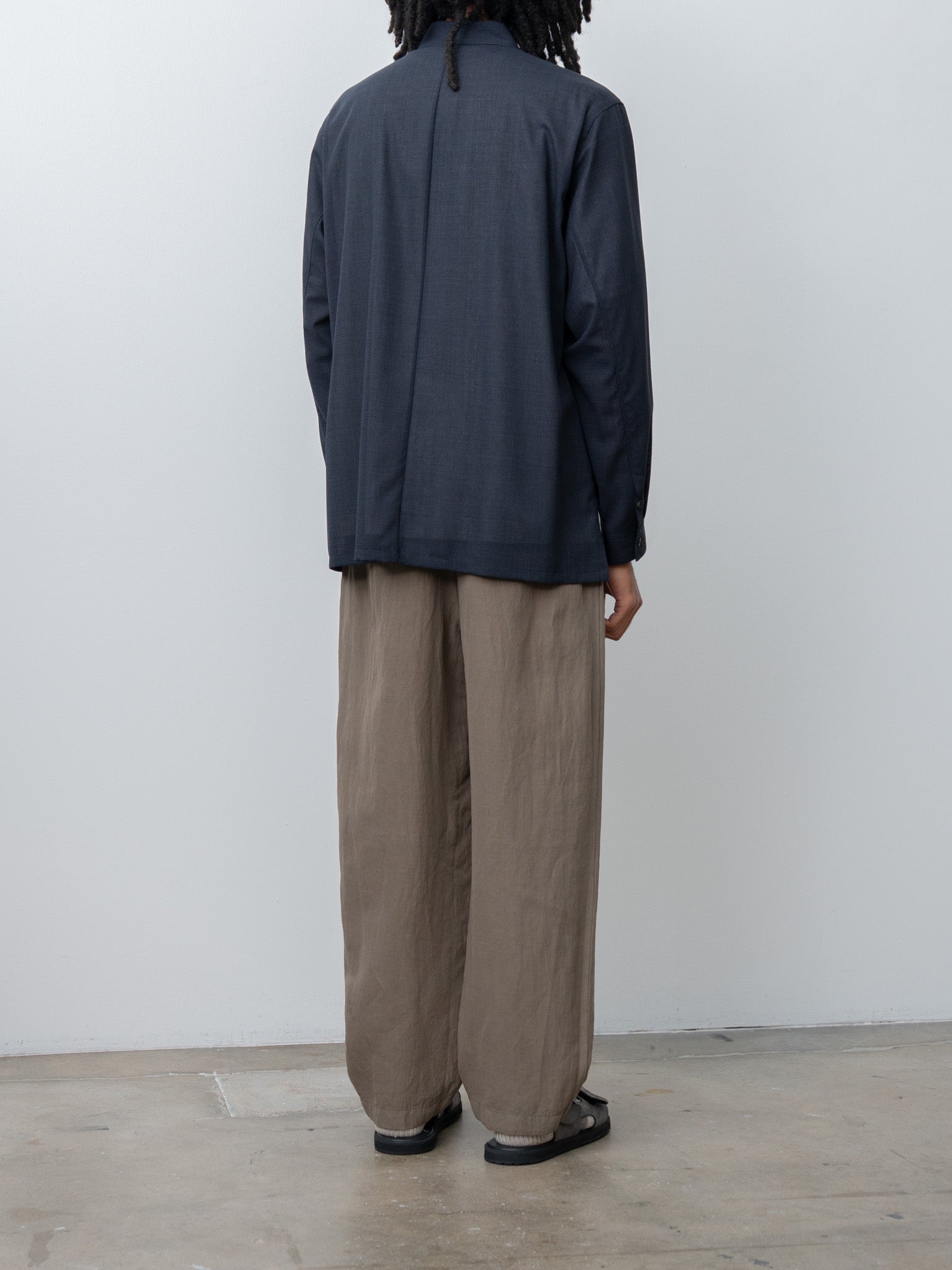 Namu Shop - Aton Twist Wool Gauze Loose Fit Shirt - Navy Top
