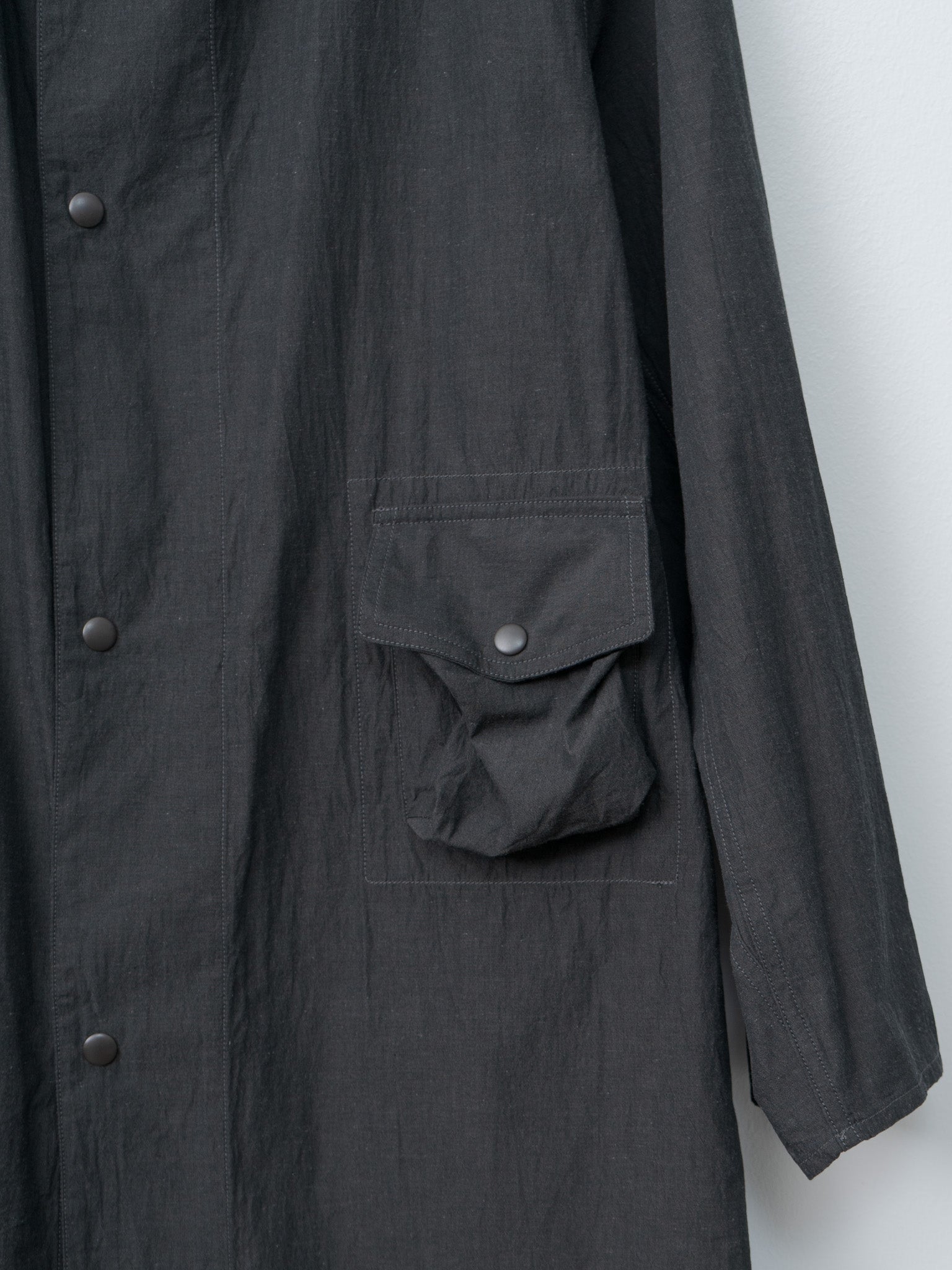 Namu Shop - Blurhms Cotton Linen Desert Storm Coat - Heather Black