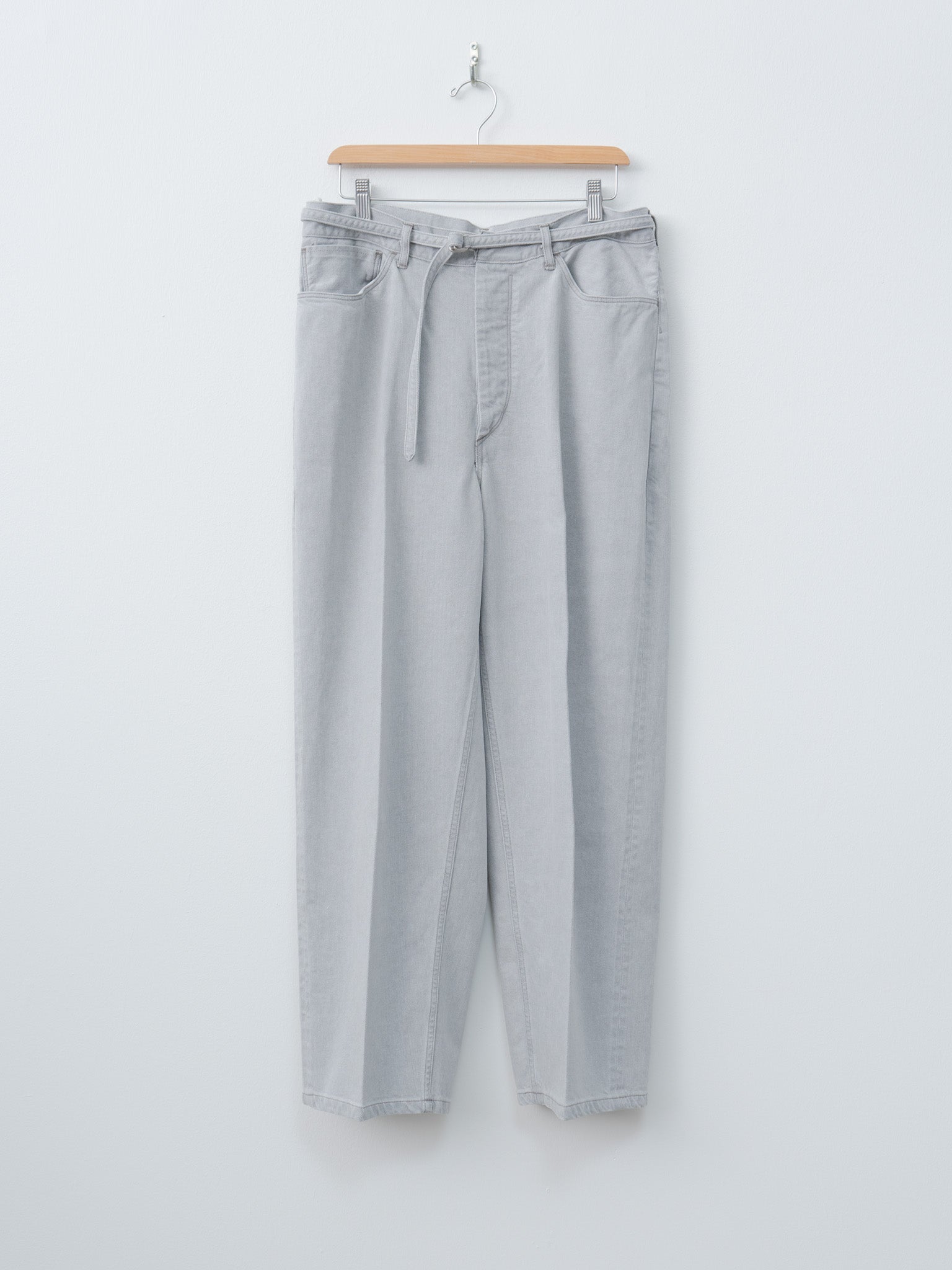 Namu Shop - Blurhms 12.9oz Denim Narrow Belted Pants - Black Super-Bleach