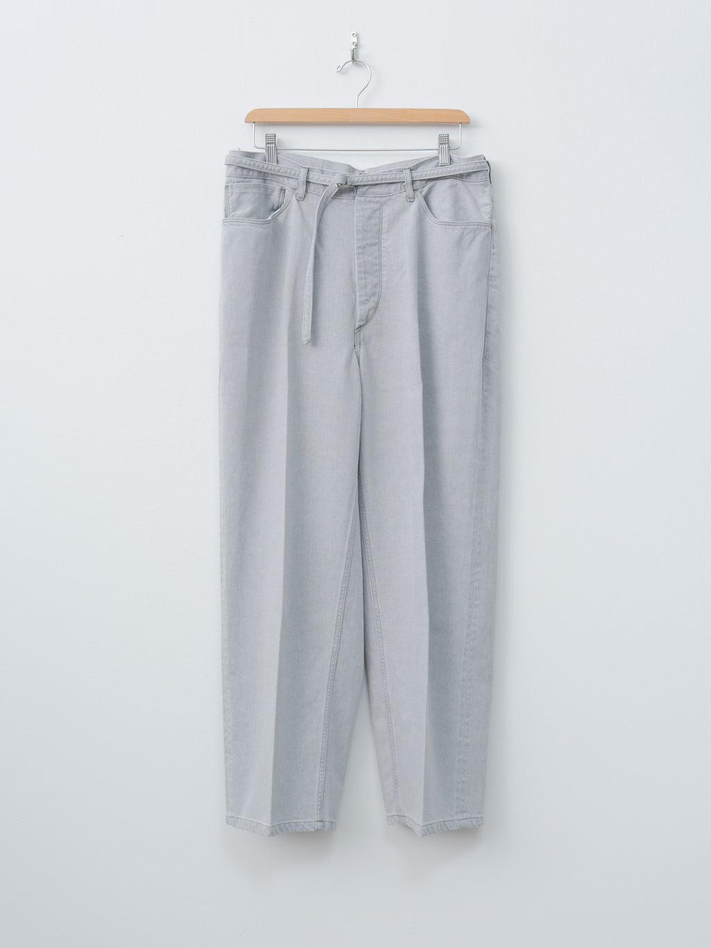 Namu Shop - Blurhms 12.9oz Denim Narrow Belted Pants - Black Super-Bleach