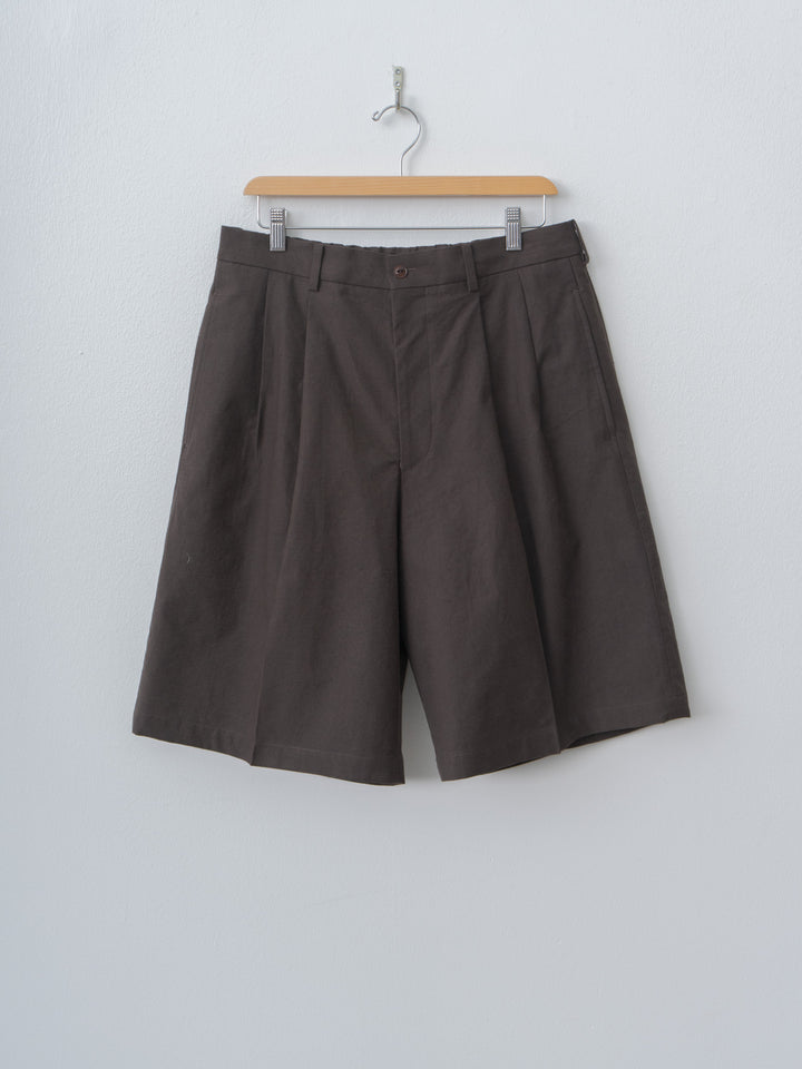 Double Pleated Shorts - Brown