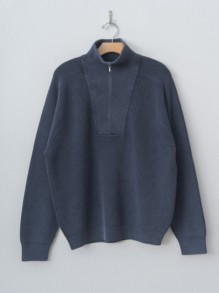 Faded Stonewash Knit Zip P/O - Faded Navy