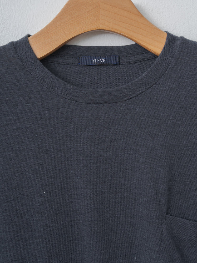 Namu Shop - Yleve T/C Slub Yarn Jersey Pocket T - Blue Grey