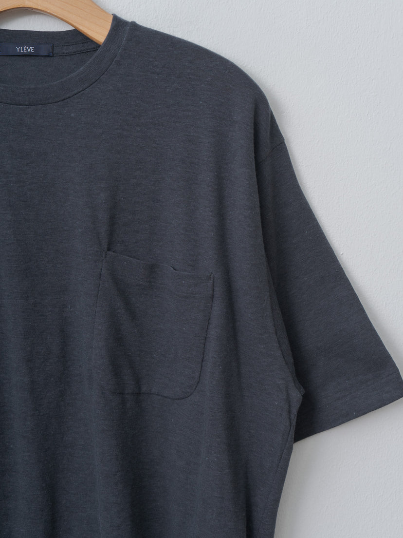 Namu Shop - Yleve T/C Slub Yarn Jersey Pocket T - Blue Grey