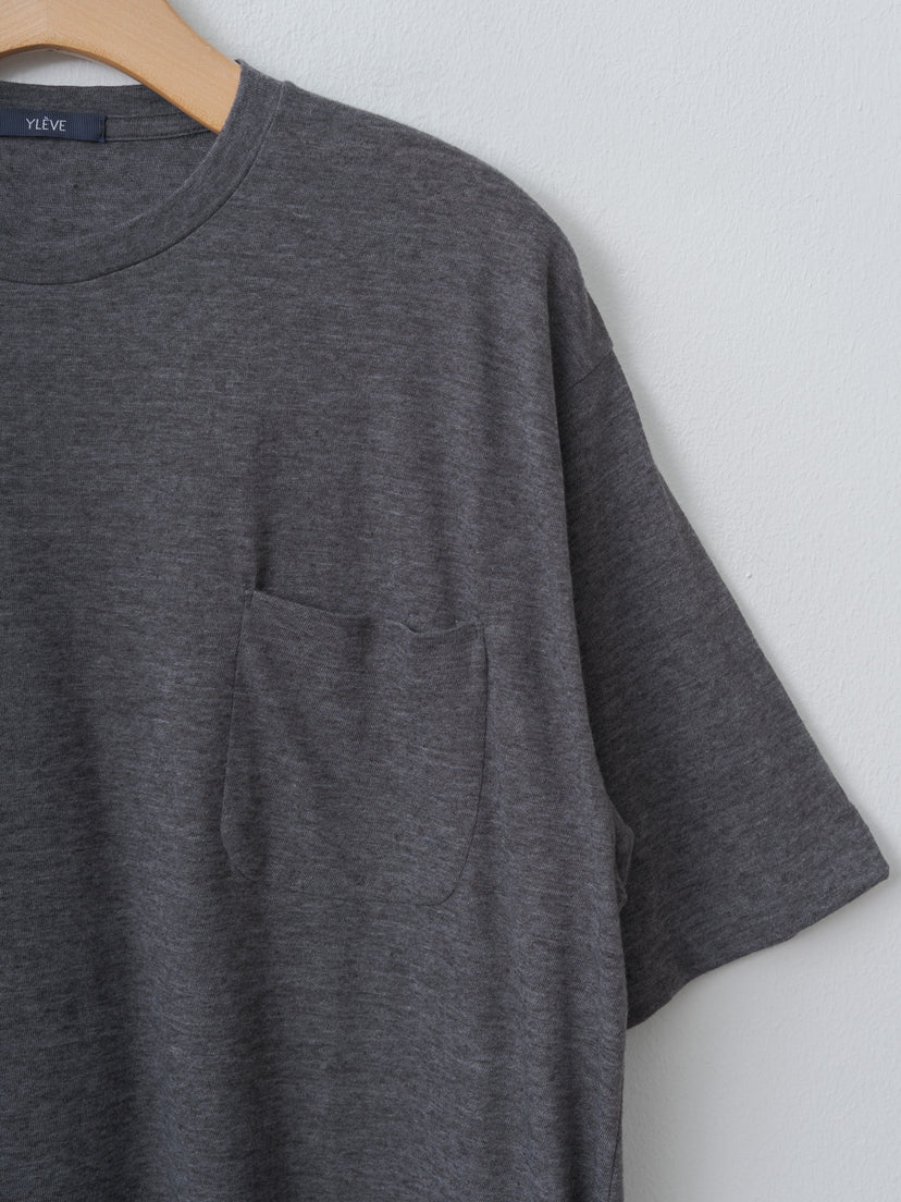 Namu Shop - Yleve T/C Slub Yarn Jersey Pocket T - Charcoal