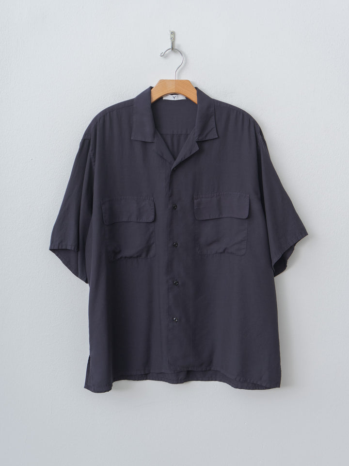 Tencel Poplin Open Collar Shirt - Navy