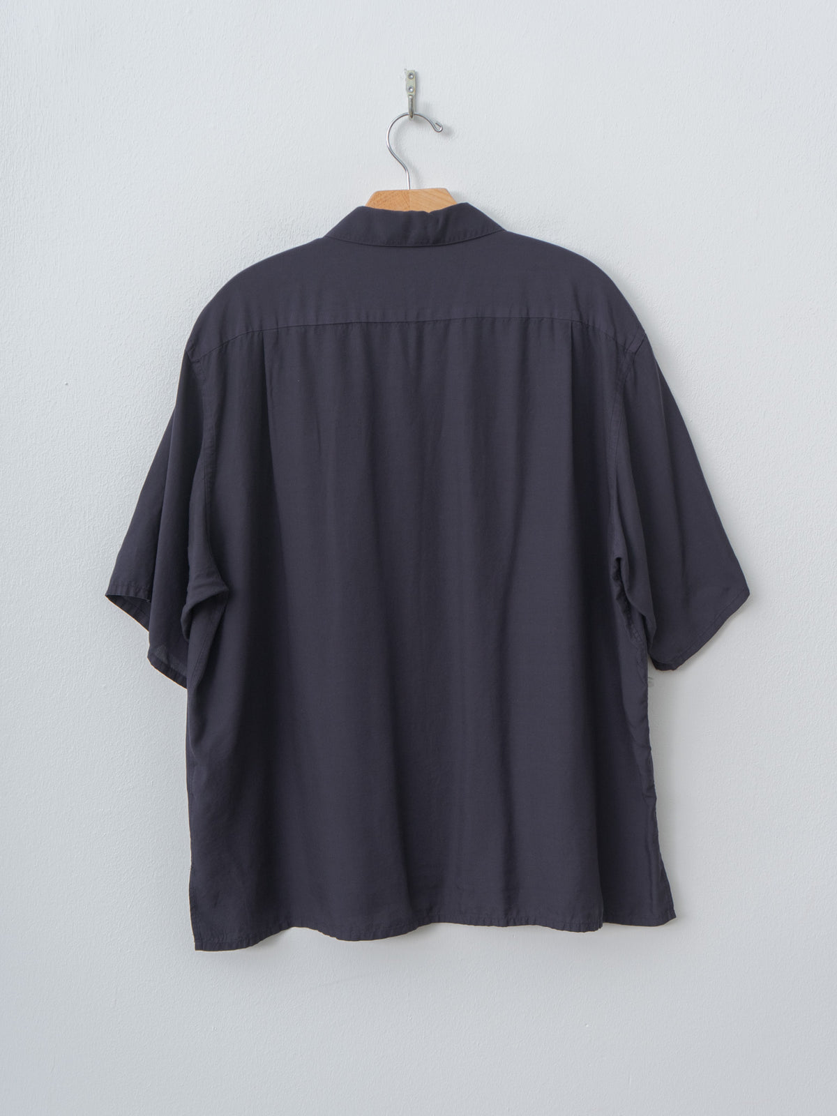 Namu Shop - Y Tencel Poplin Open Collar SH - Navy