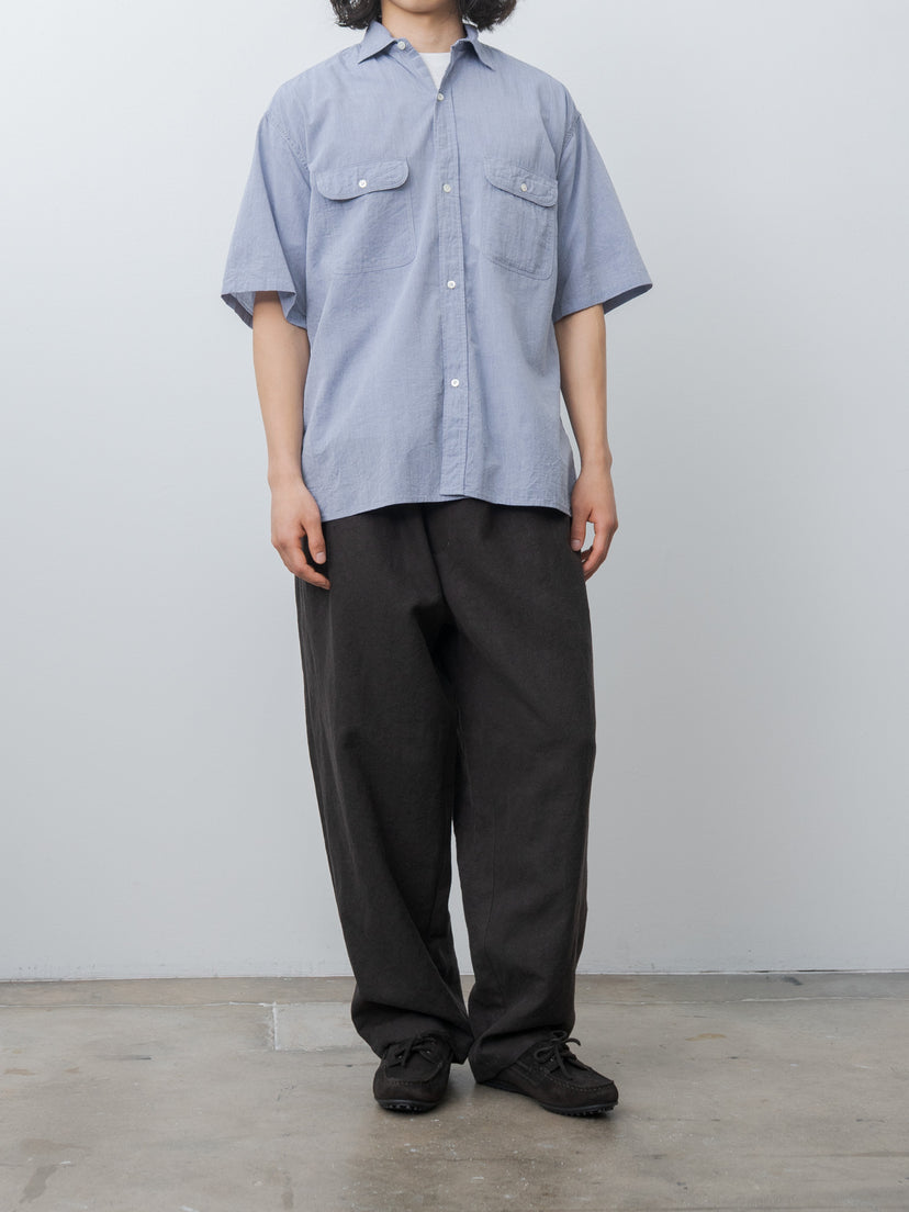Namu Shop - Blurhms Hard Twist Chambray S/S Work Shirt - Saxe Blue