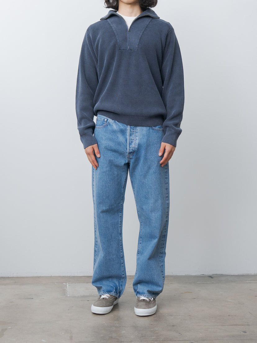 Namu Shop - Yleve Faded Stonewash KN Zip P/O - Faded Navy