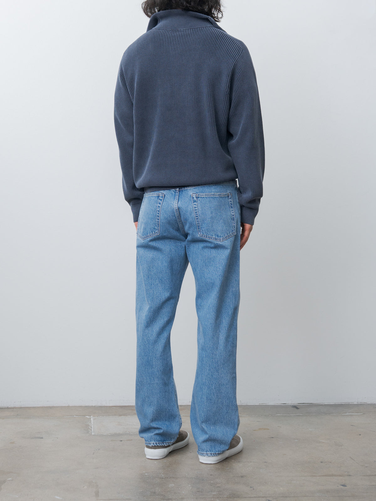 Namu Shop - Yleve Faded Stonewash KN Zip P/O - Faded Navy