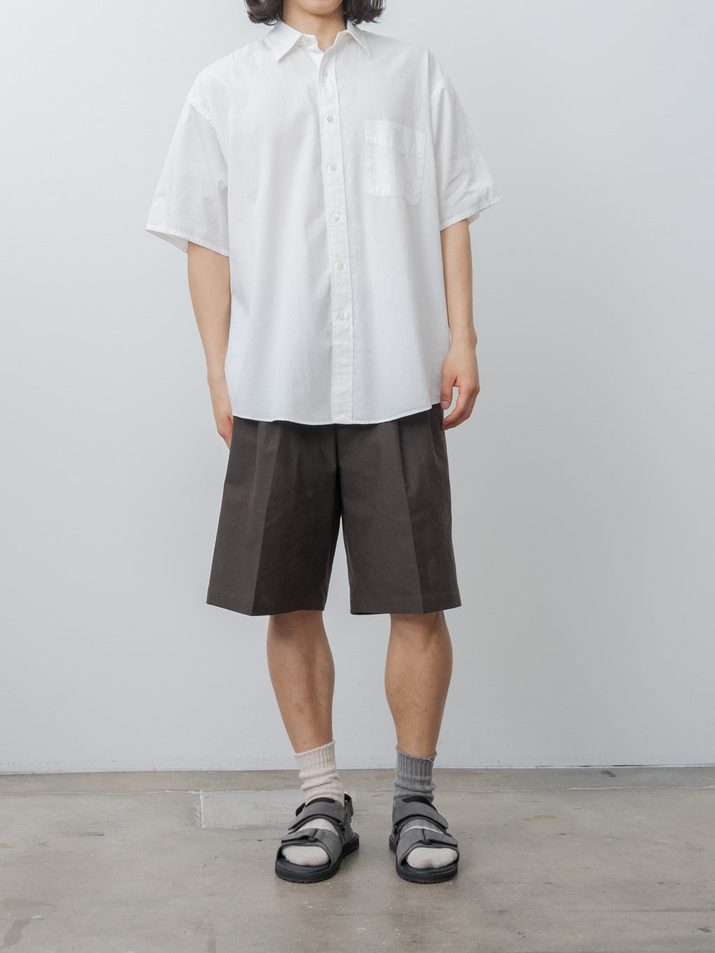 Namu Shop - Yoko Sakamoto Double Pleated Shorts - Brown (L)