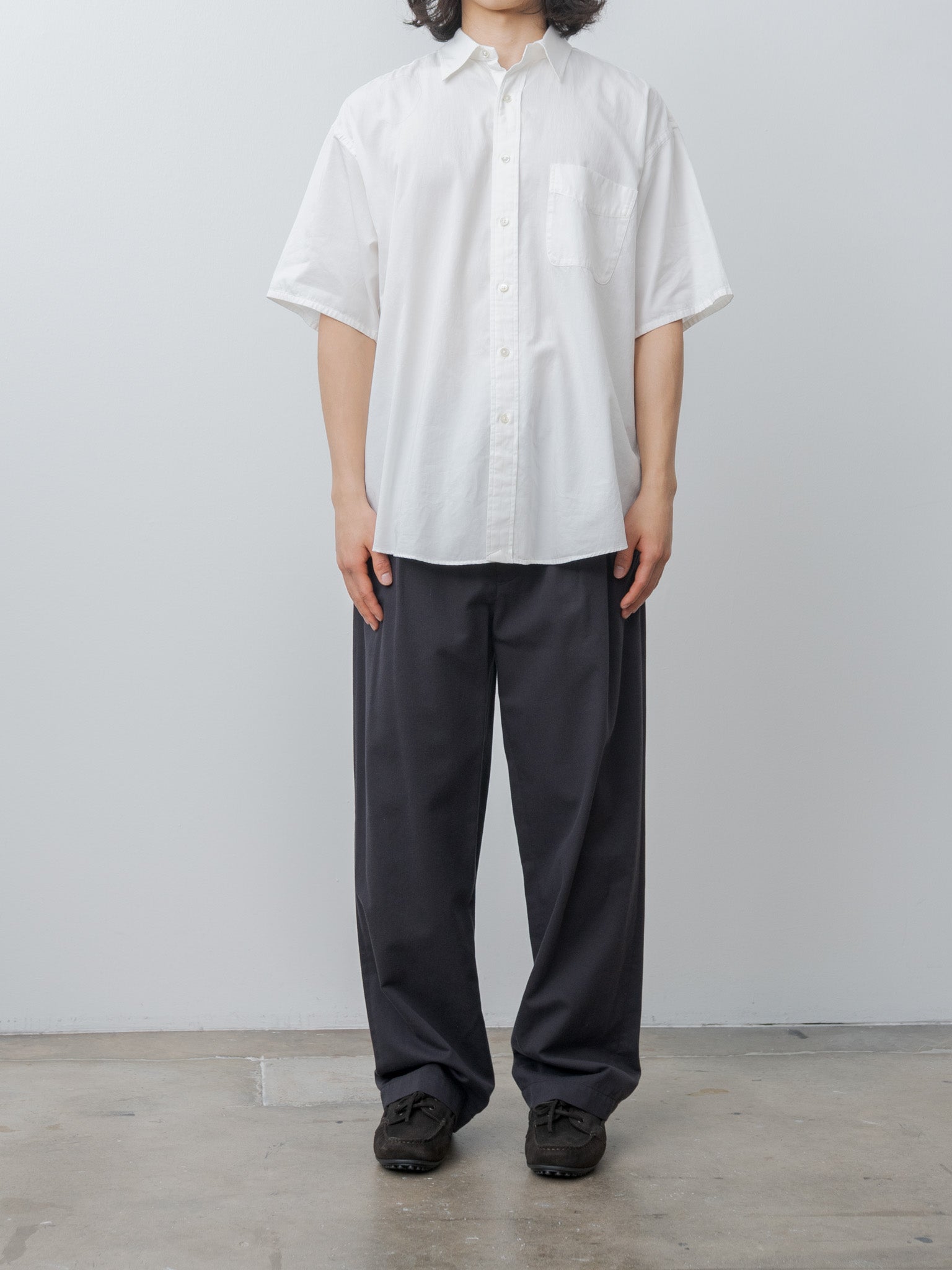 Namu Shop - Y Organic Cotton Washer Satin Short Sleeve SH - White