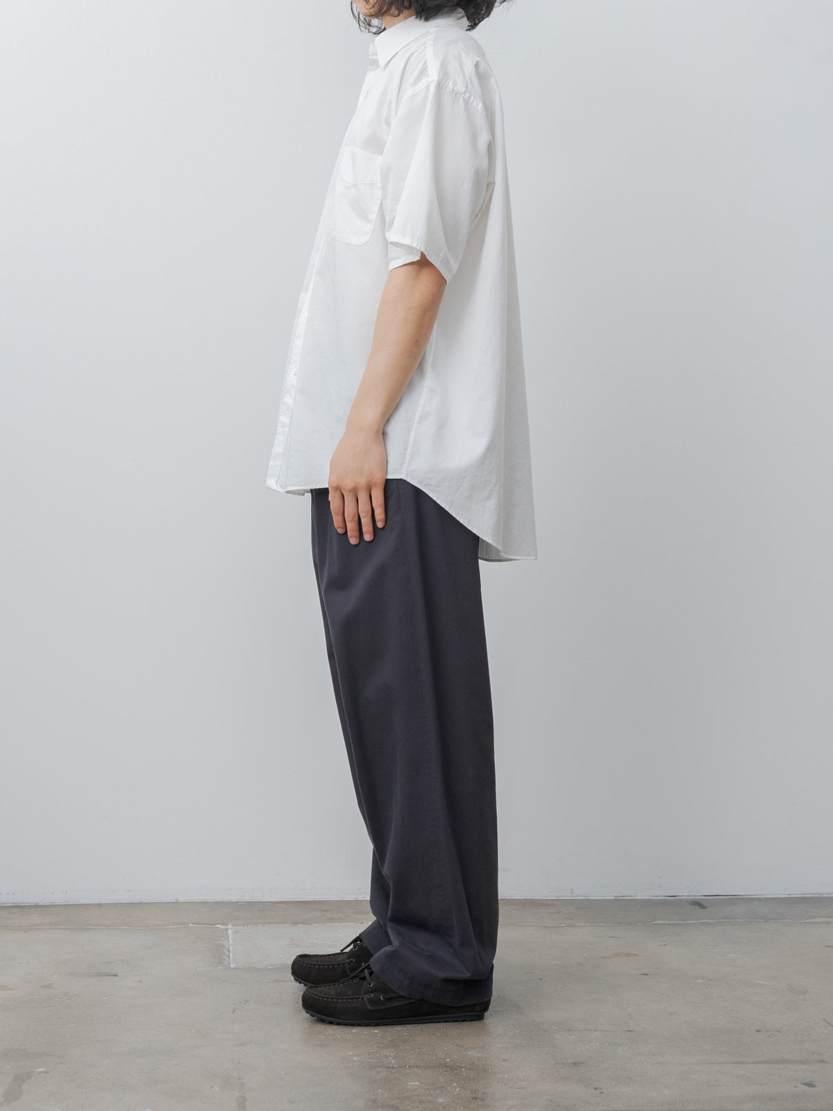 Namu Shop - Y Organic Cotton Washer Satin Short Sleeve SH - White