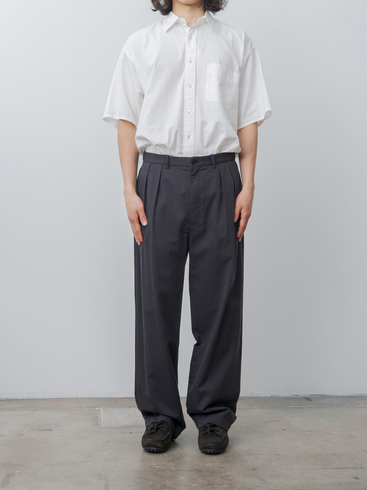 Namu Shop - Y Organic Cotton Washer Satin Short Sleeve SH - White