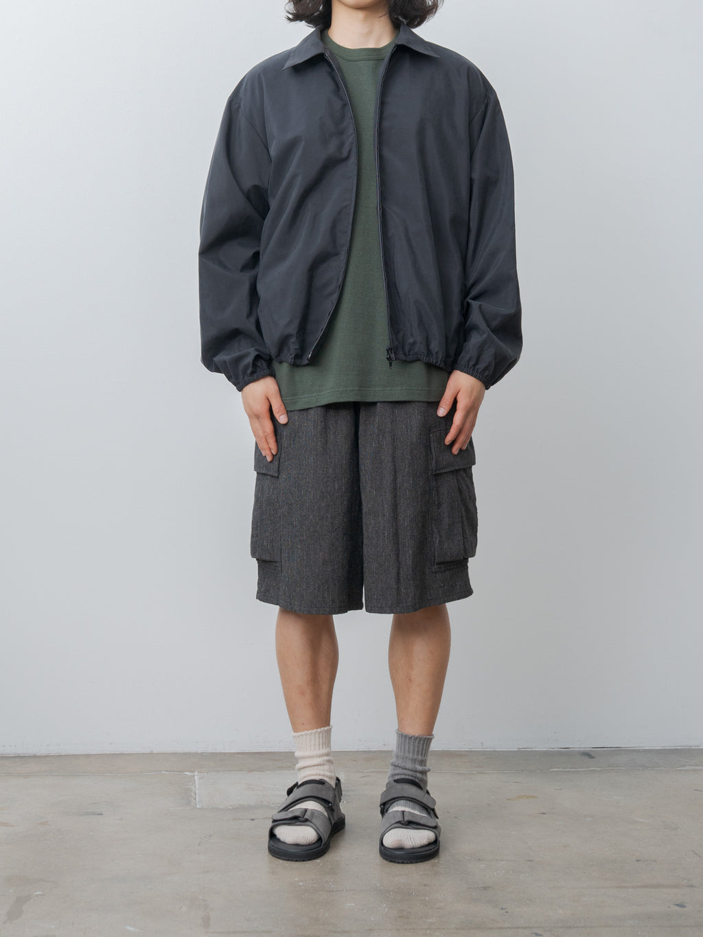 Namu Shop - ssstein Silk Nylon Collared Zip Jacket - Black