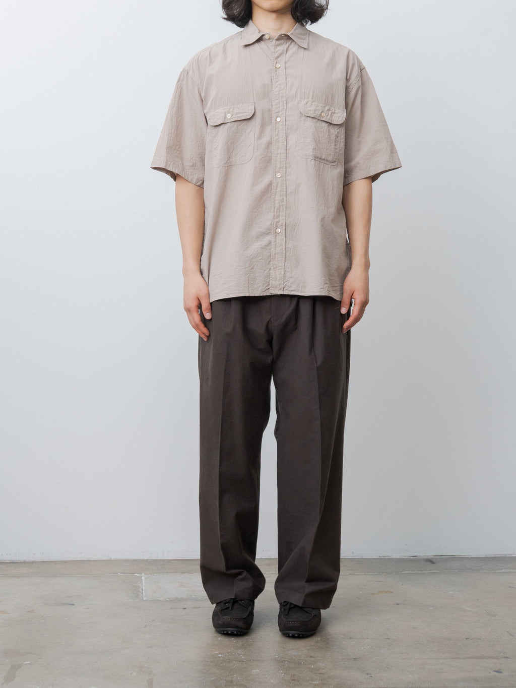 Namu Shop - Blurhms Hard Twist Chambray S/S Work Shirt - Beige