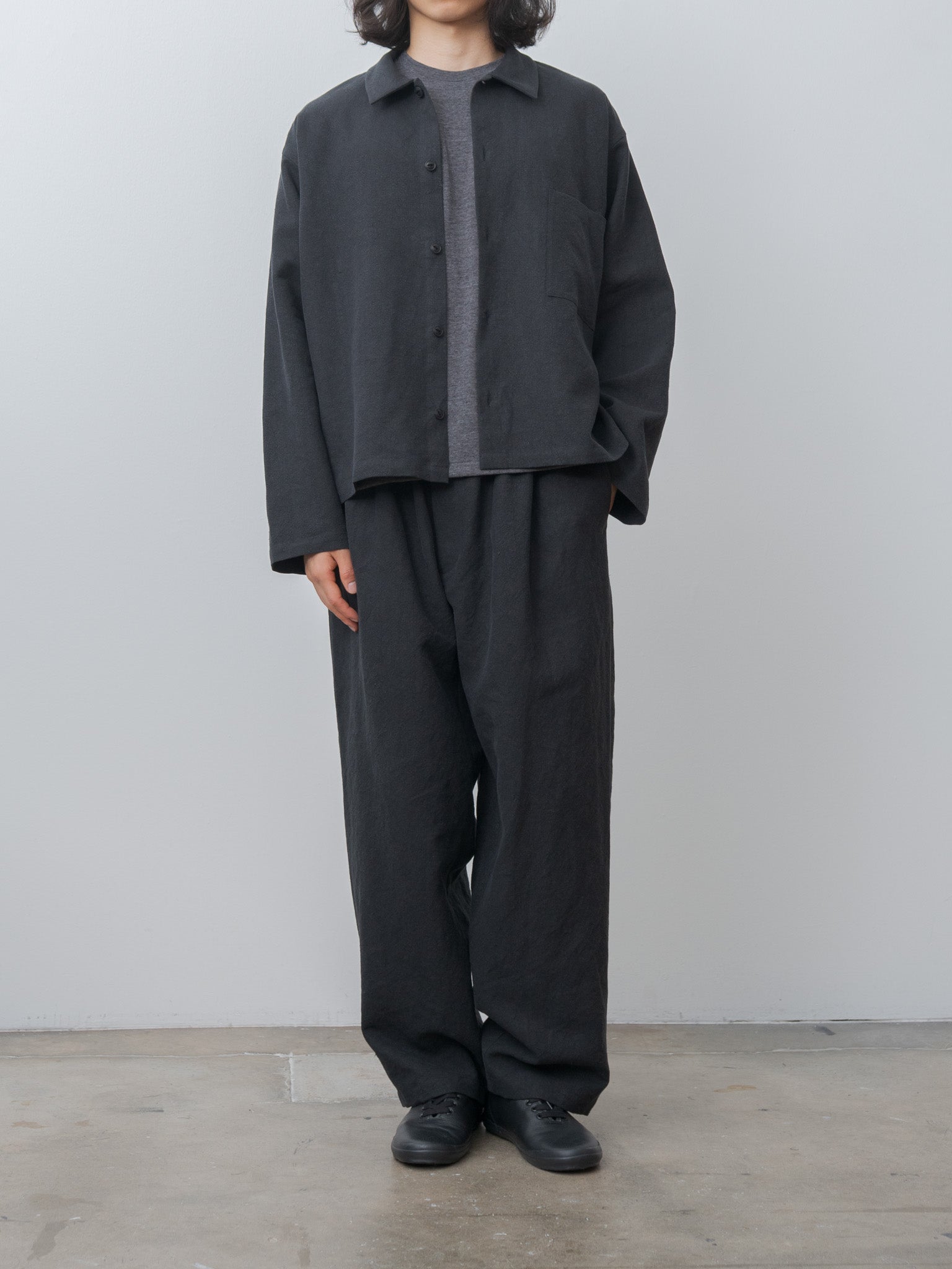 Namu Shop - Yleve T/C Slub Yarn Jersey Pocket T - Charcoal