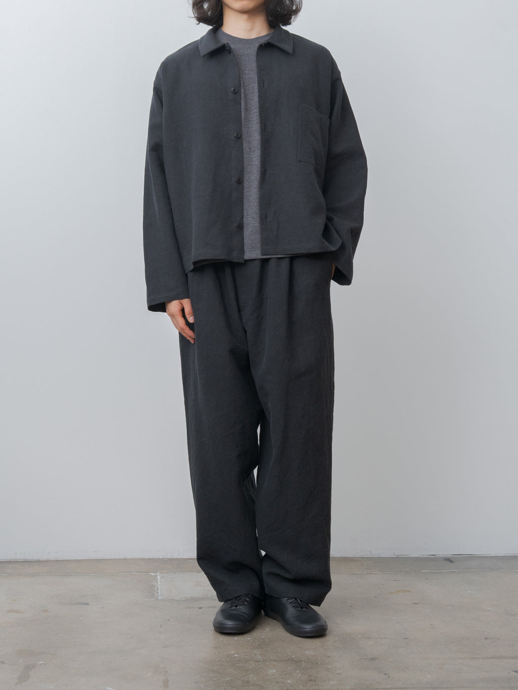 Namu Shop - Yleve T/C Slub Yarn Jersey Pocket T - Charcoal