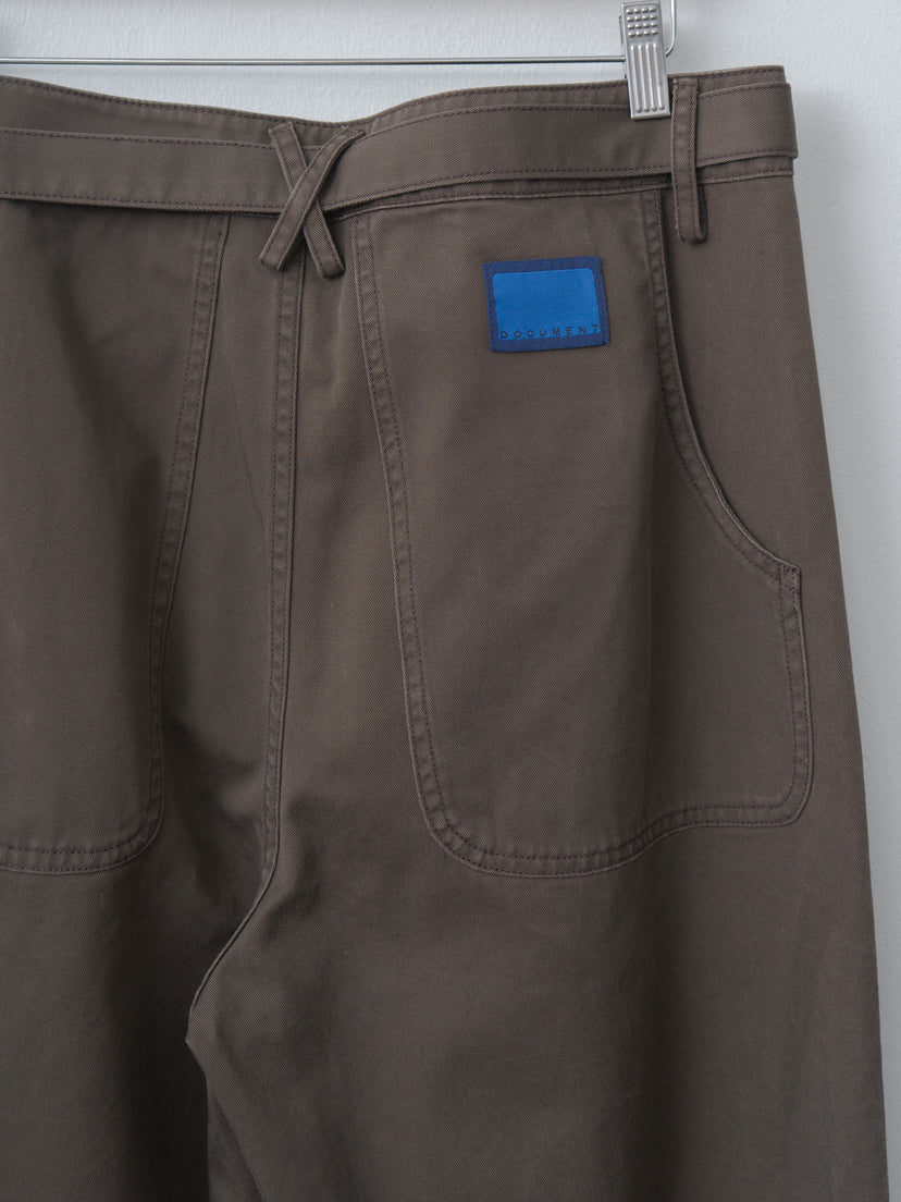 Namu Shop - Document Combed Cotton Belted Chino Pants - Brown
