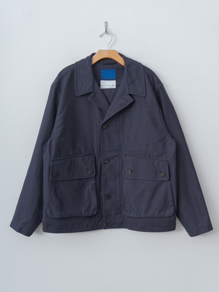 Sulfur-Dyed Back Satin Big Pocket Jacket - Navy