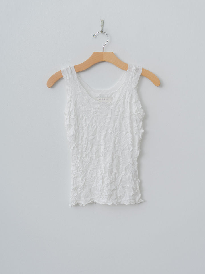 Crinkled Knit Tank - White