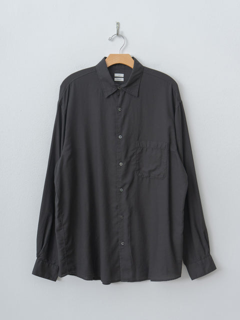Namu Shop - Yoke Cotton Silk Twill Garment-dyed Loose Shirt - Carbon