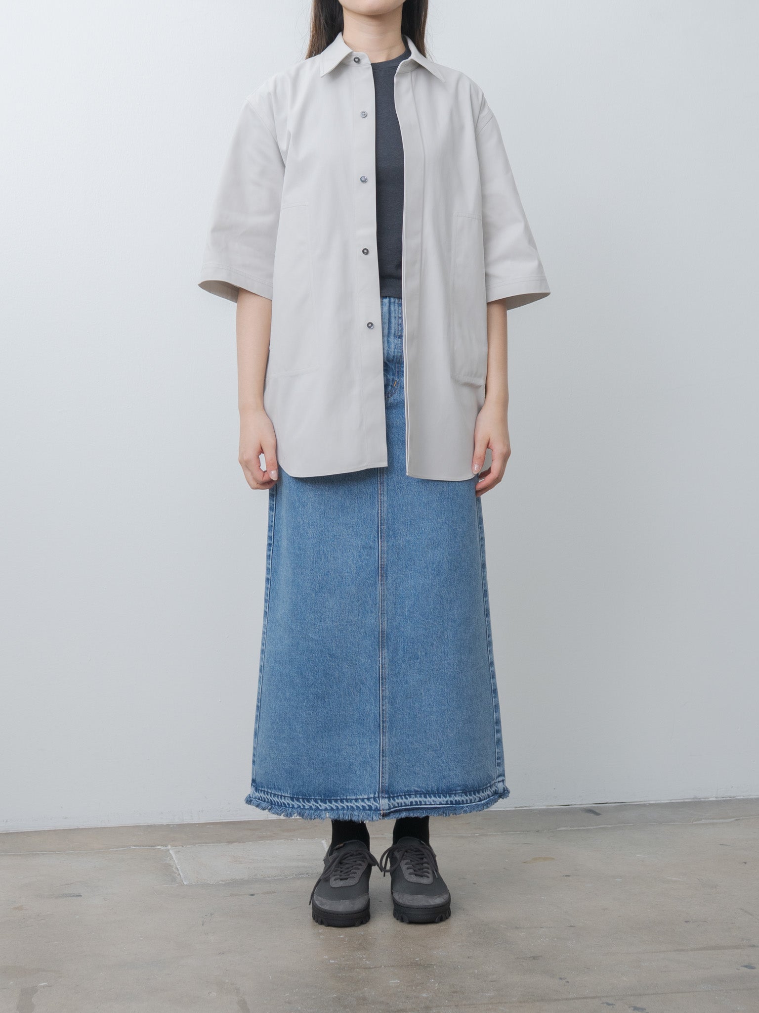 Namu Shop - Yleve T/C Slub Yarn Jersey T - Blue Grey