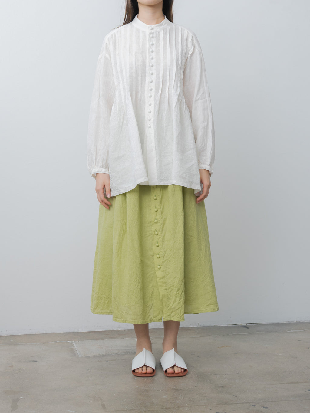 Namu Shop - Ichi Antiquites French Linen Skirt - Pistachio