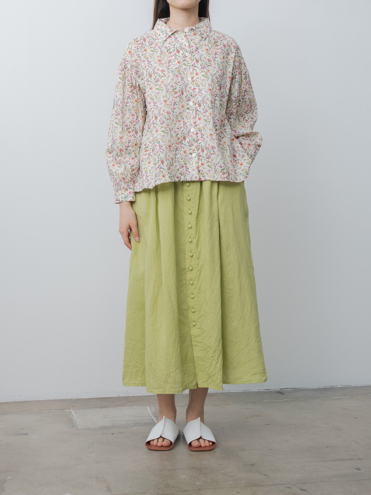Namu Shop - Ichi Antiquites Liberty Print Shirt - Green Flower