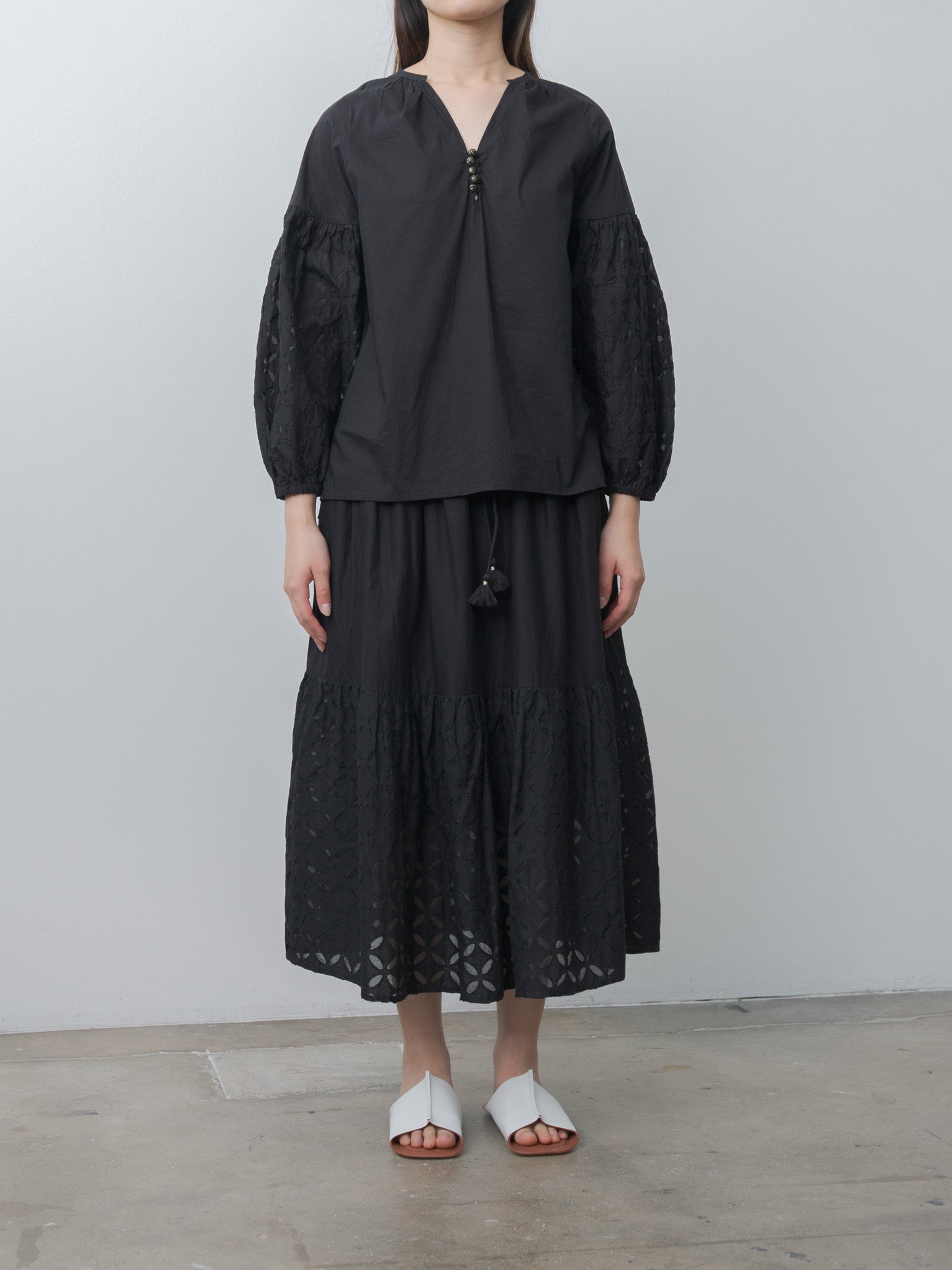 Namu Shop - Ichi Antiquites India Reverse Appliqué Shirt - Black