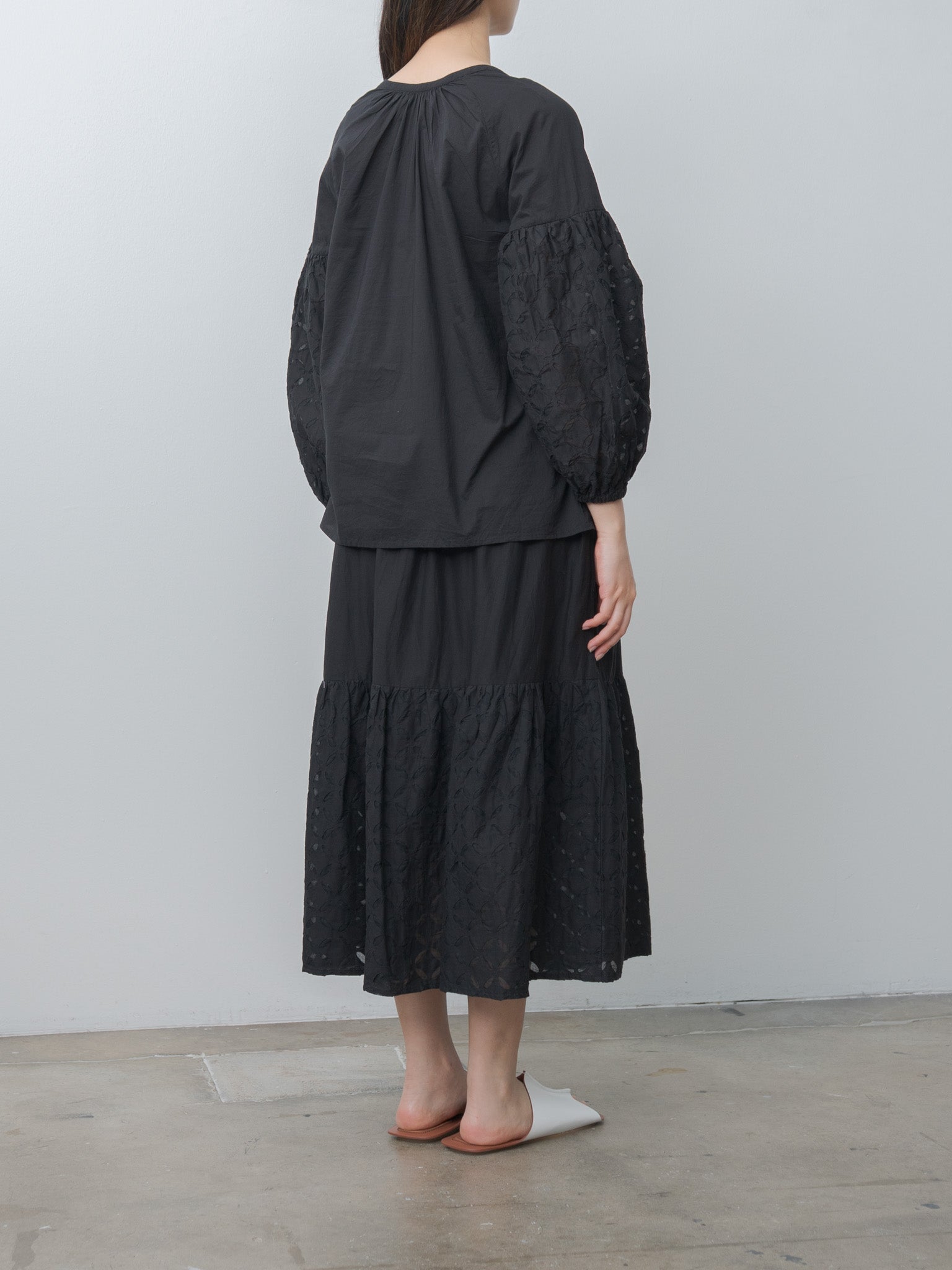Namu Shop - Ichi Antiquites India Reverse Appliqué Skirt - Black
