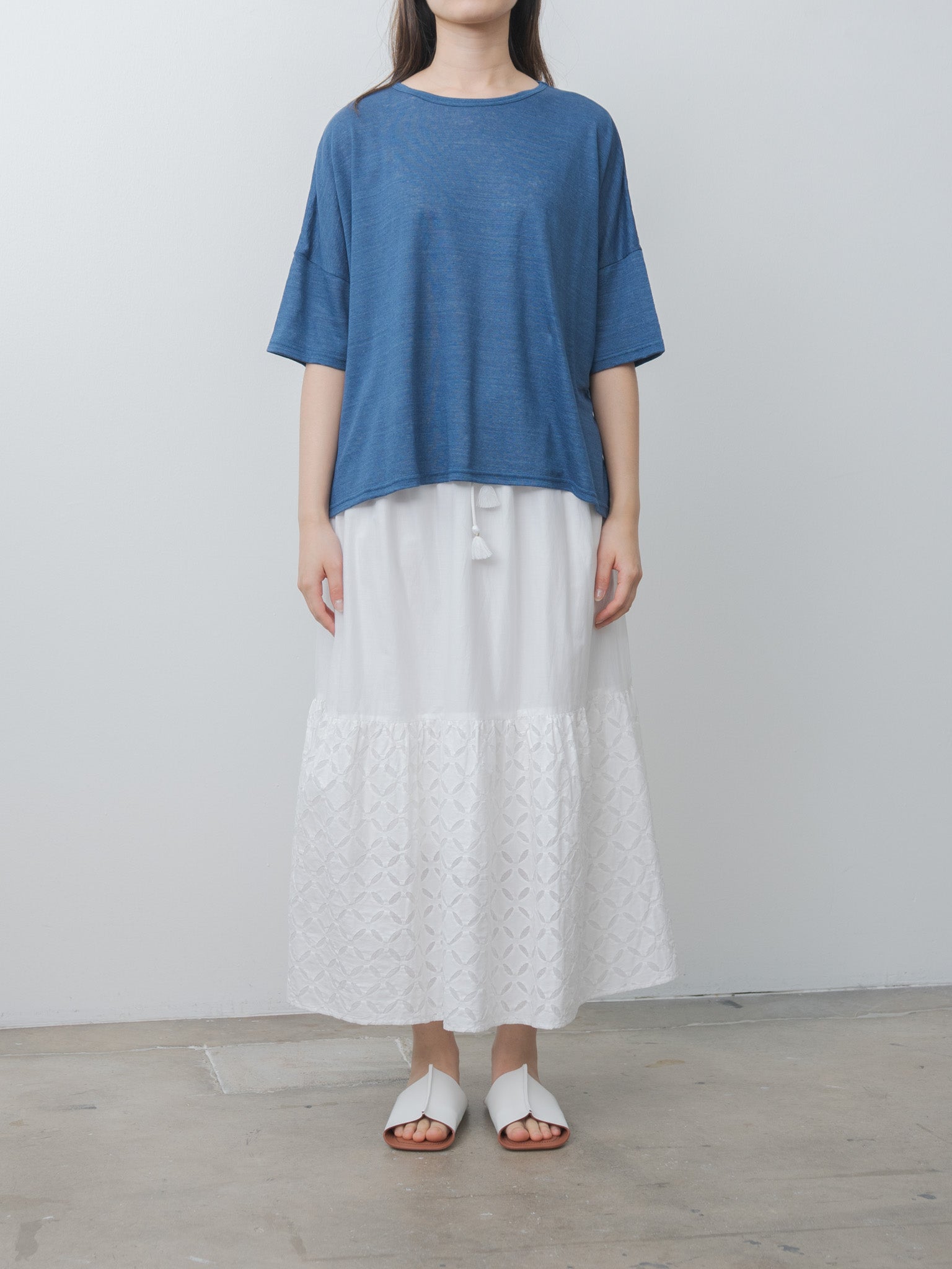 Namu Shop - Ichi Antiquites Short Sleeve Pullover - Blue