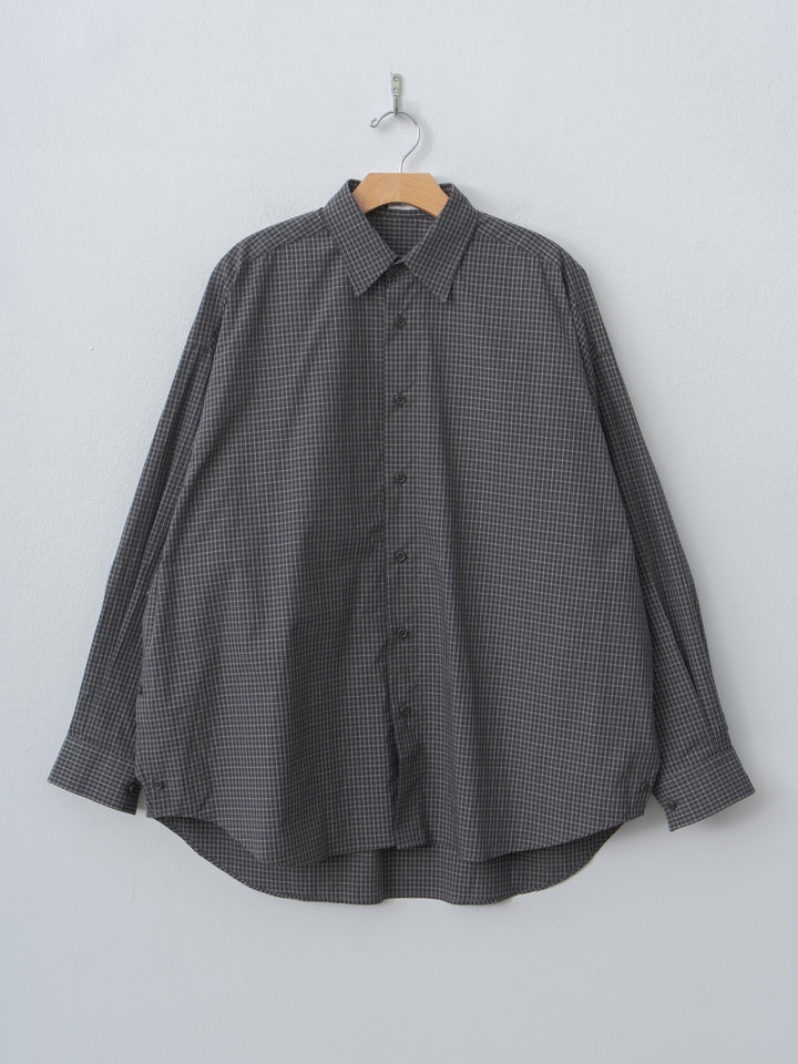 Cotton Check Cape Shirt - Black