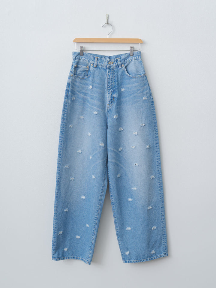 Dot Hole Denim Pants - Blue Used