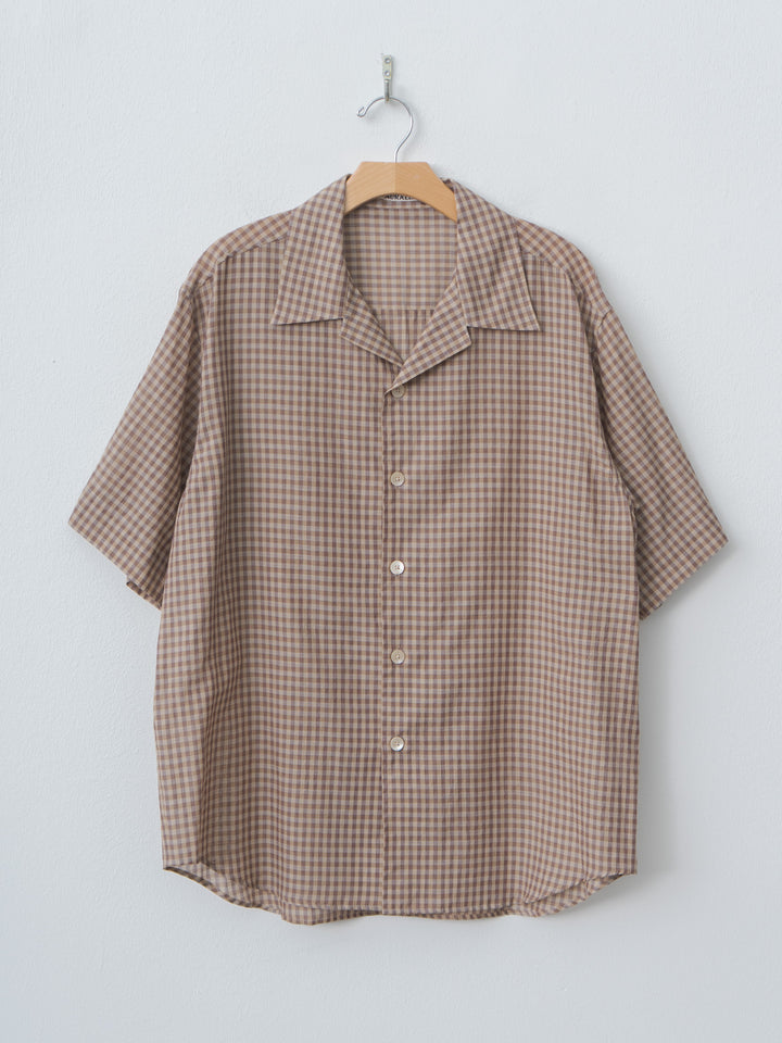 Airy Light Cotton Check Half Sleeved Shirt - Brown Gingham Check