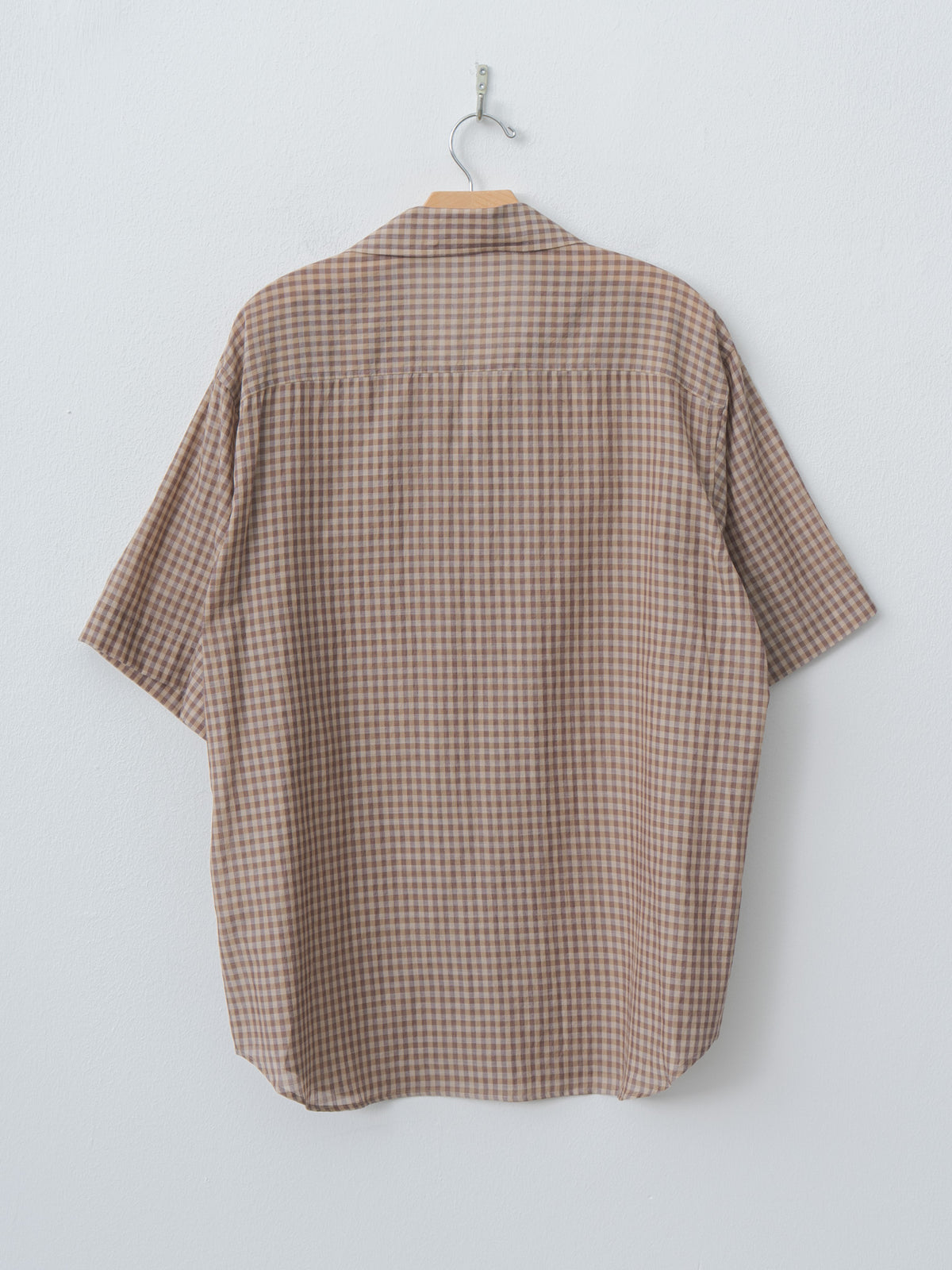 Namu Shop - Auralee Airy Light Cotton Check Half Sleeved Shirt - Brown Gingham Check