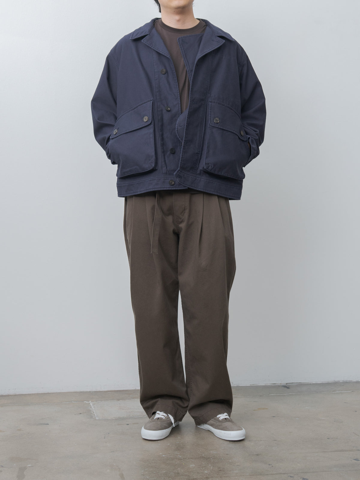 Namu Shop - Document Sulfur-Dyed Back Satin Big Pocket Jacket - Navy