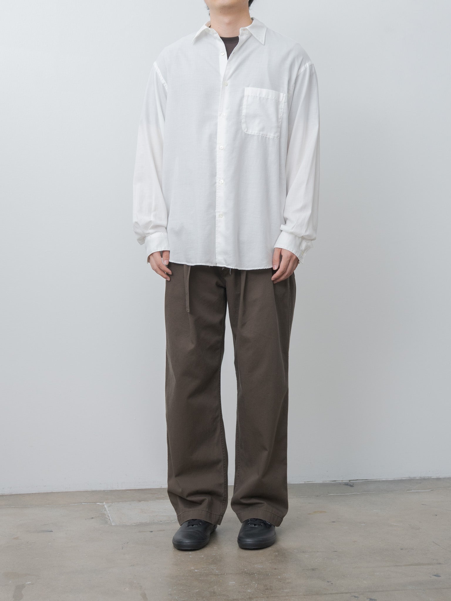 YOKE Cotton Silk Twill Loose Shirt - White, Cotton Silk Blend