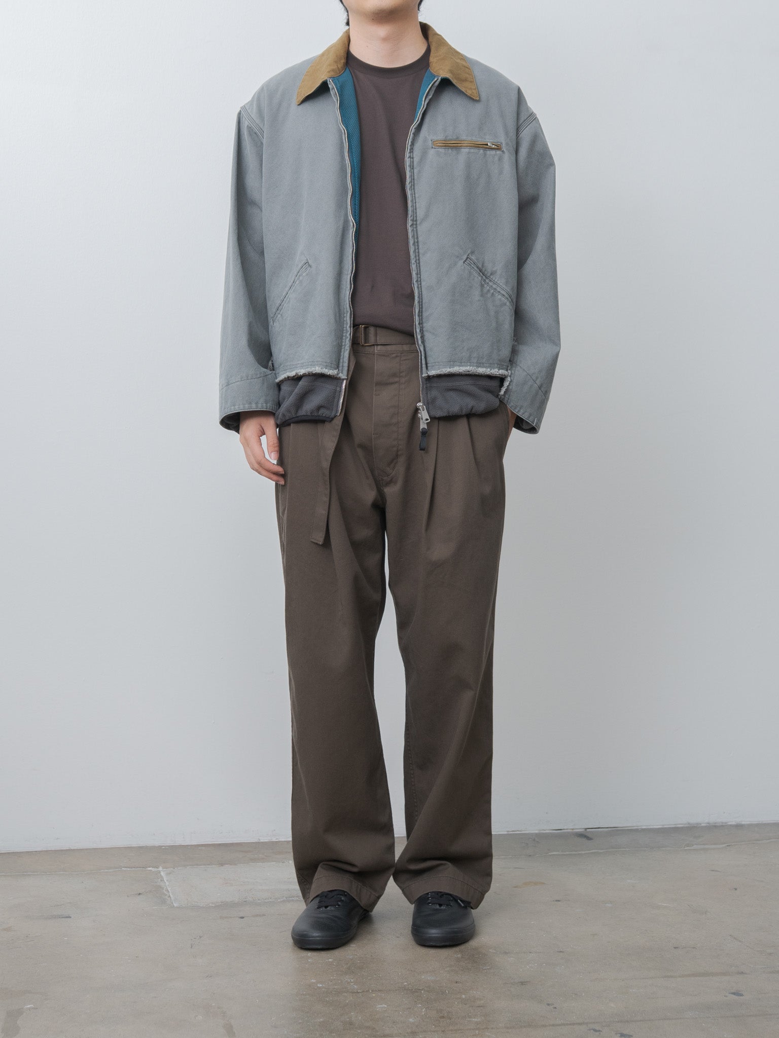 Namu Shop - Document Combed Cotton Belted Chino Pants - Brown