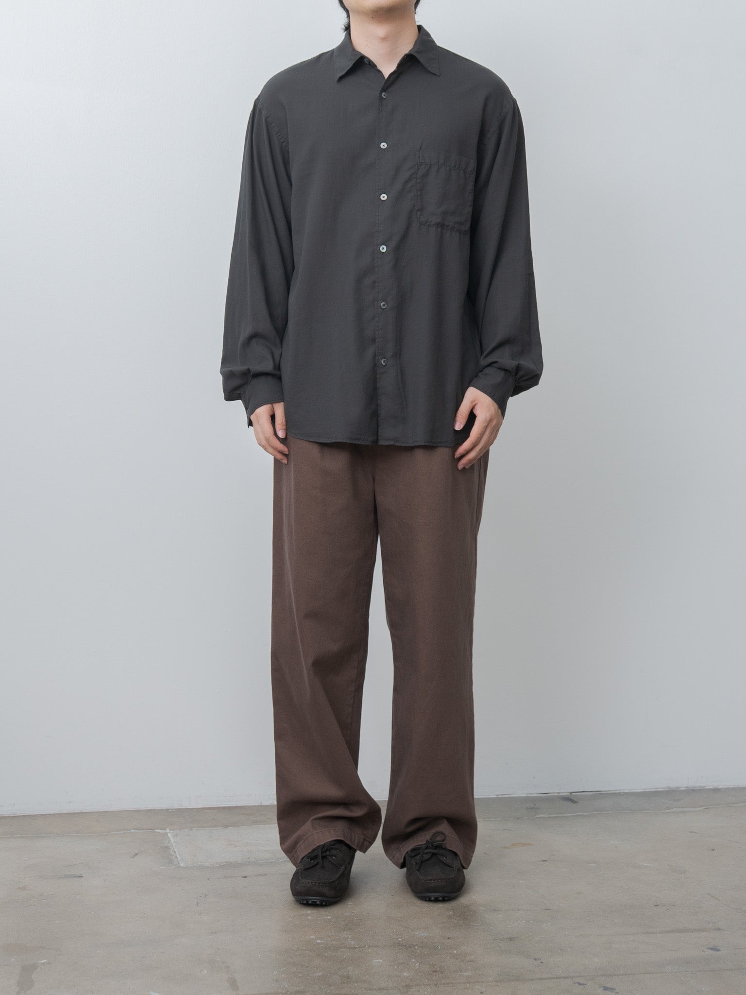 Namu Shop - Yoke 1pleated Wide Tapered Trousers - Brown