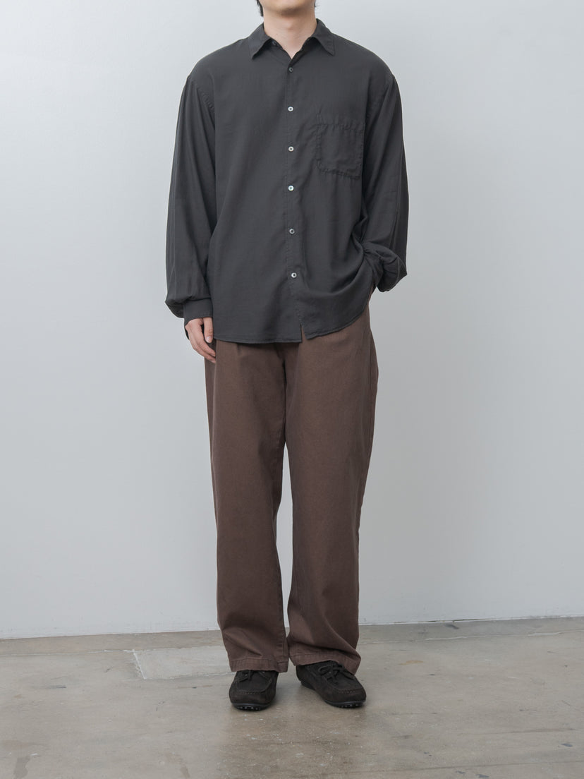 Namu Shop - Yoke 1pleated Wide Tapered Trousers - Brown