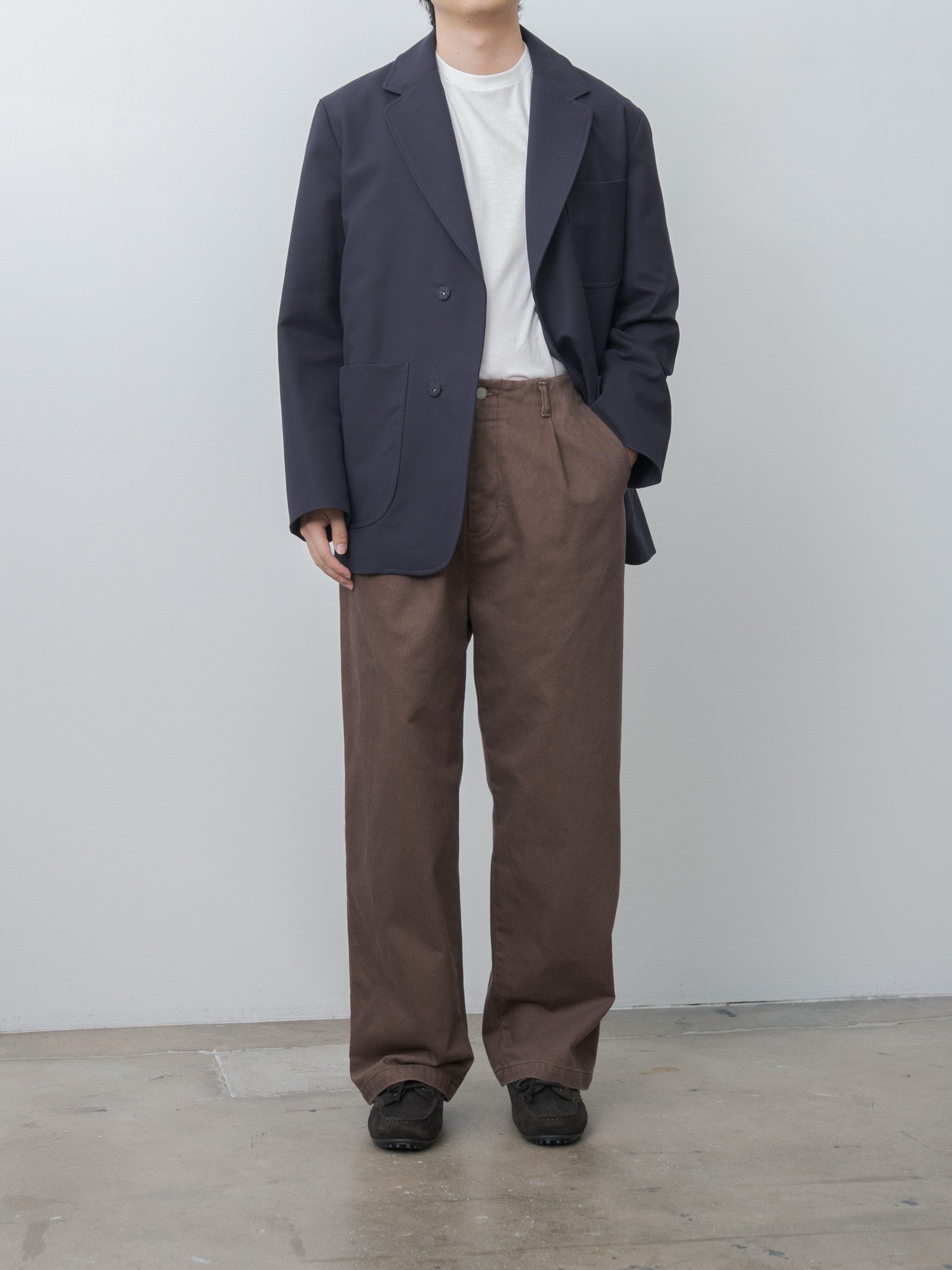 Namu Shop - Yoke 1pleated Wide Tapered Trousers - Brown