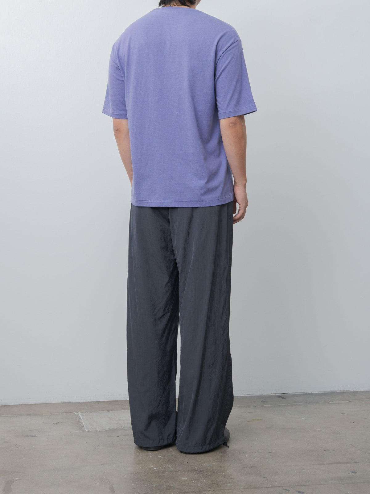 Namu Shop - Yoke Silk Nylon 2Pleated Easy Pants - Dusty Navy