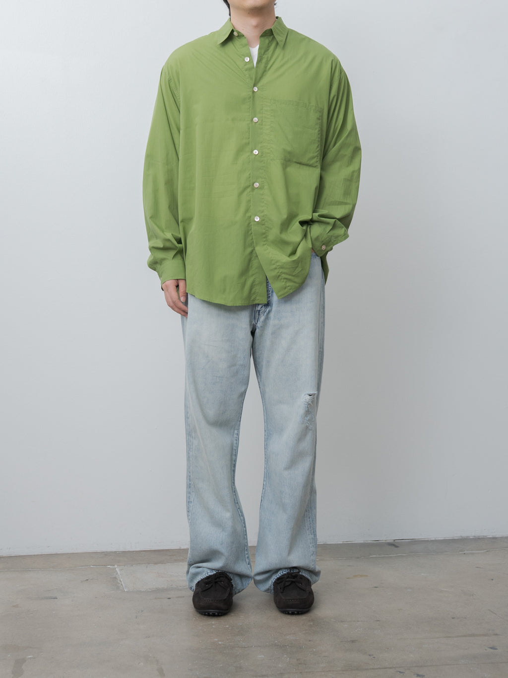 Namu Shop - Auralee Super Fine Cotton Lawn Shirt - Dusty Green
