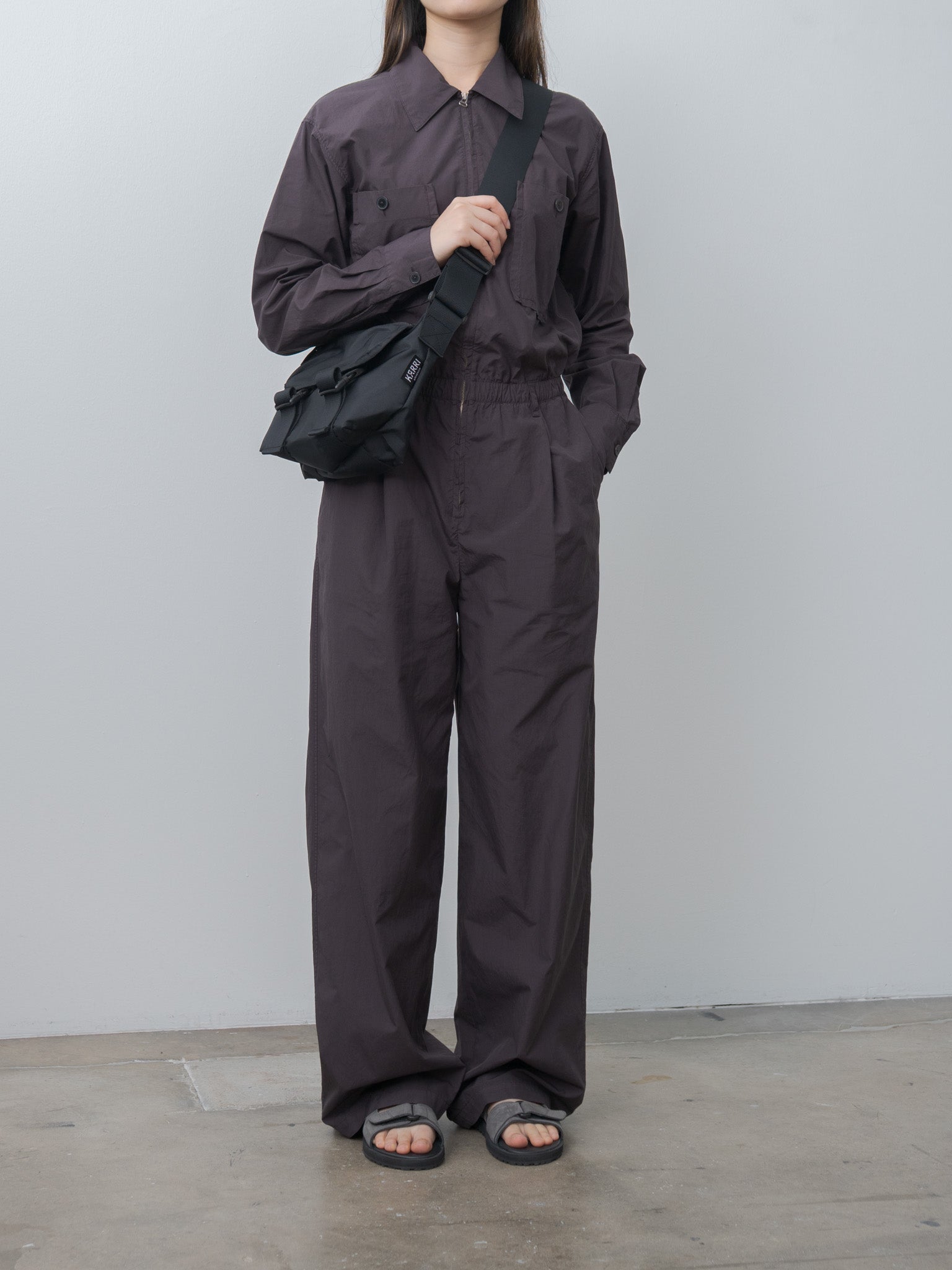 Namu Shop - Auralee Garment-Dyed Finx Shuttle Weather Jumpsuit - Dark Brown