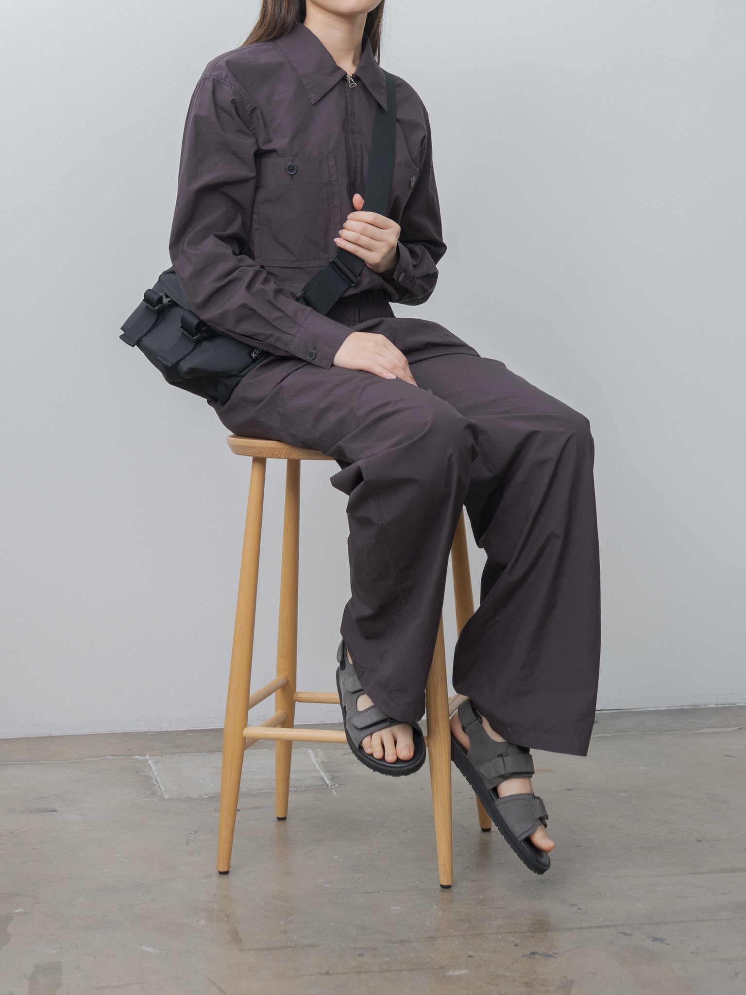 Namu Shop - Auralee Garment-Dyed Finx Shuttle Weather Jumpsuit - Dark Brown