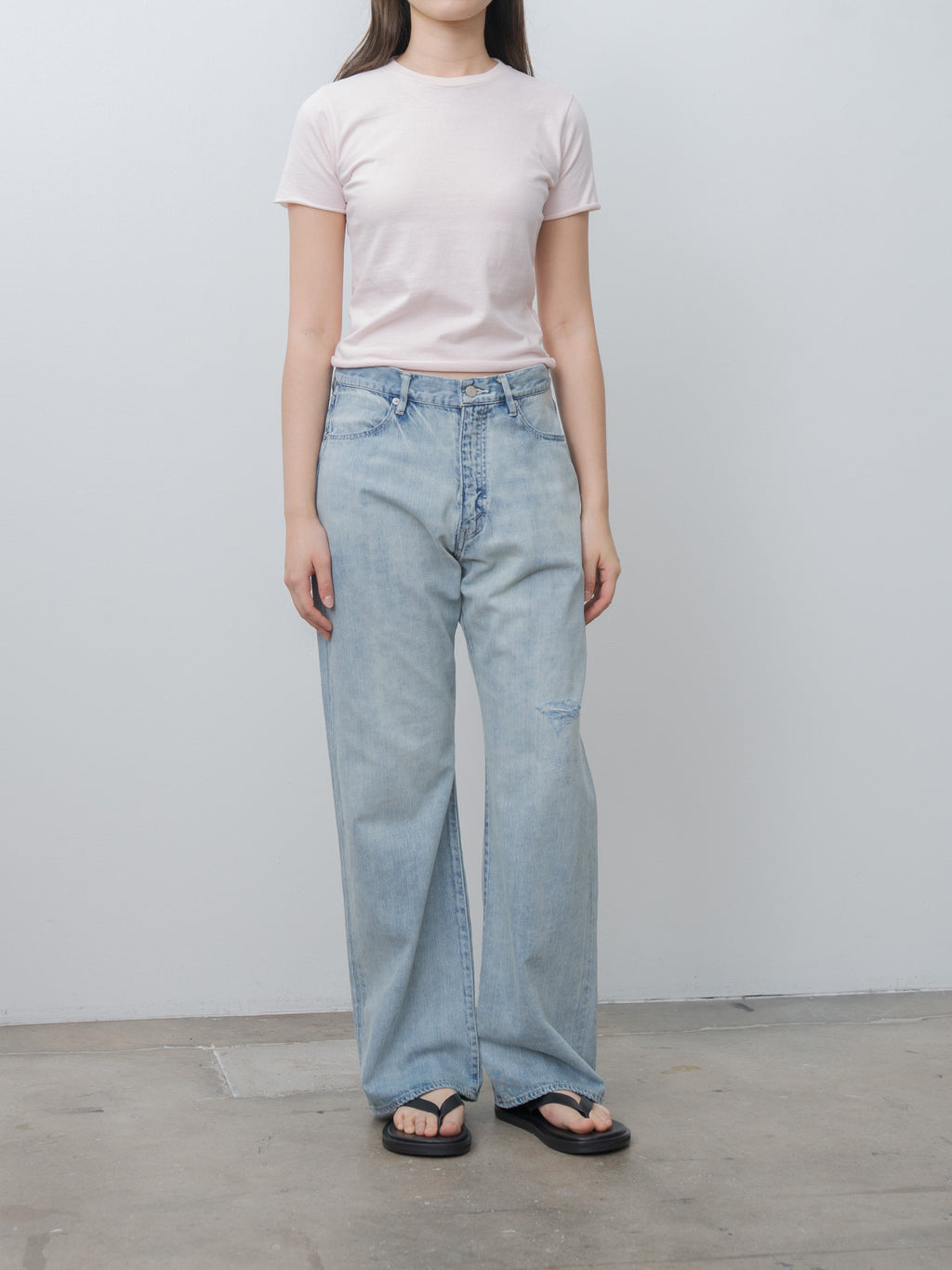 Namu Shop - Auralee Faded Selvedge Light Denim Pants - Light Indigo