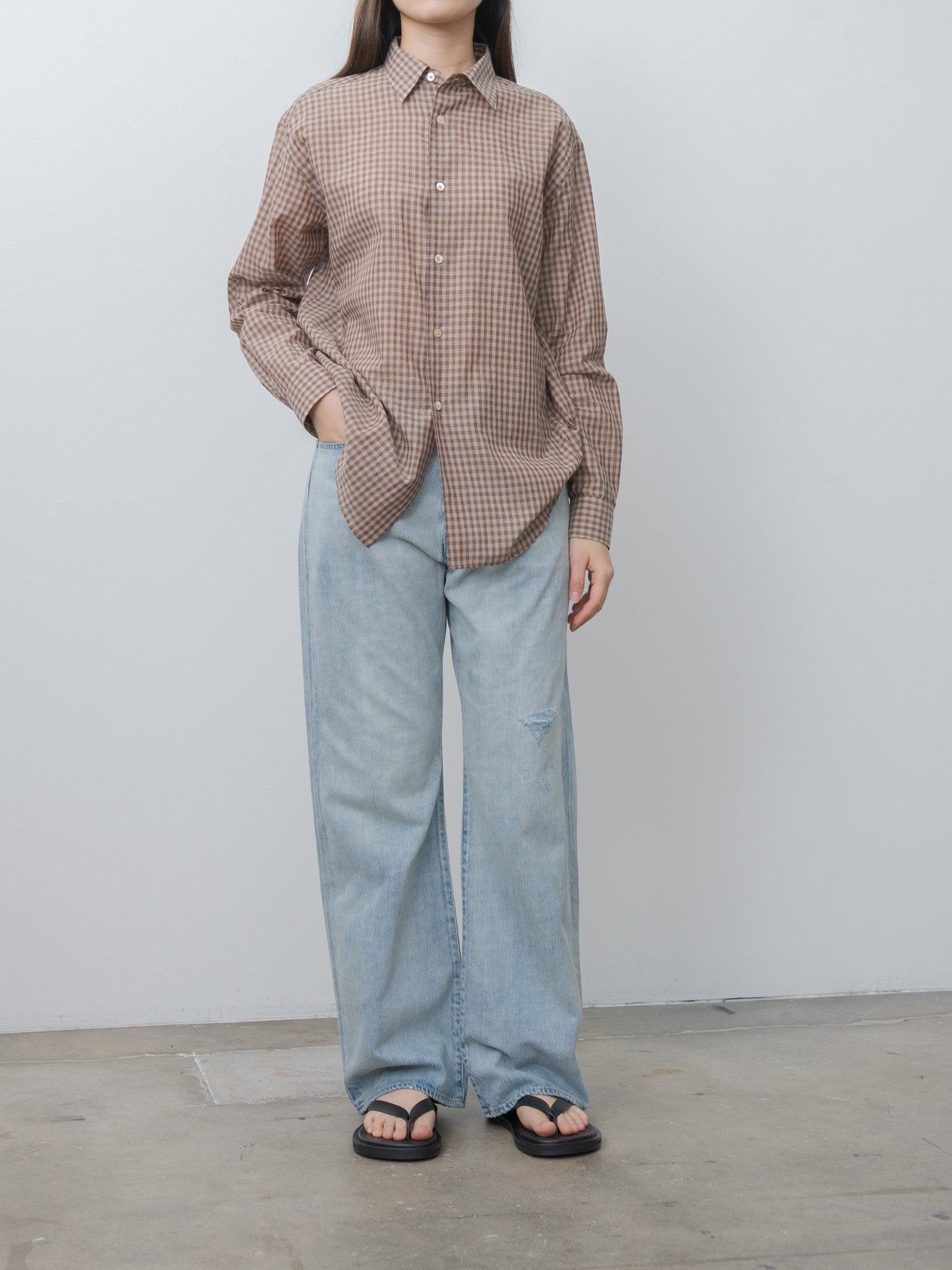 Namu Shop - Auralee Faded Selvedge Light Denim Pants - Light Indigo
