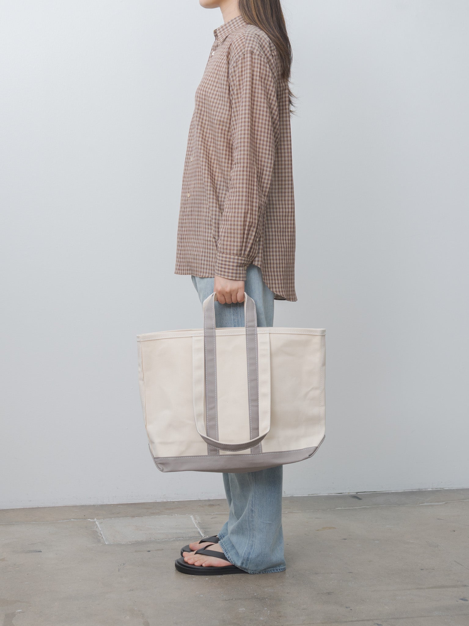 Namu Shop - Auralee Airy Light Cotton Check Shirt - Brown Gingham Check
